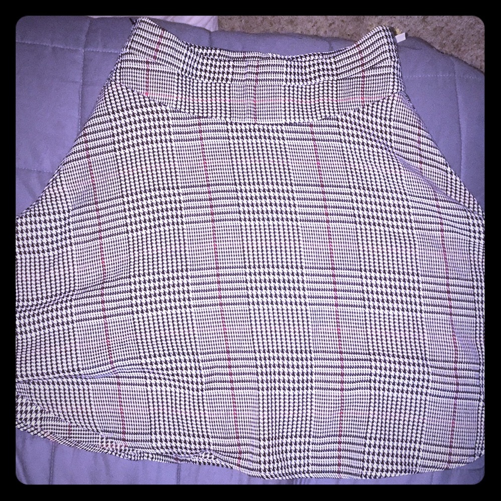 Knee length plaid skirt